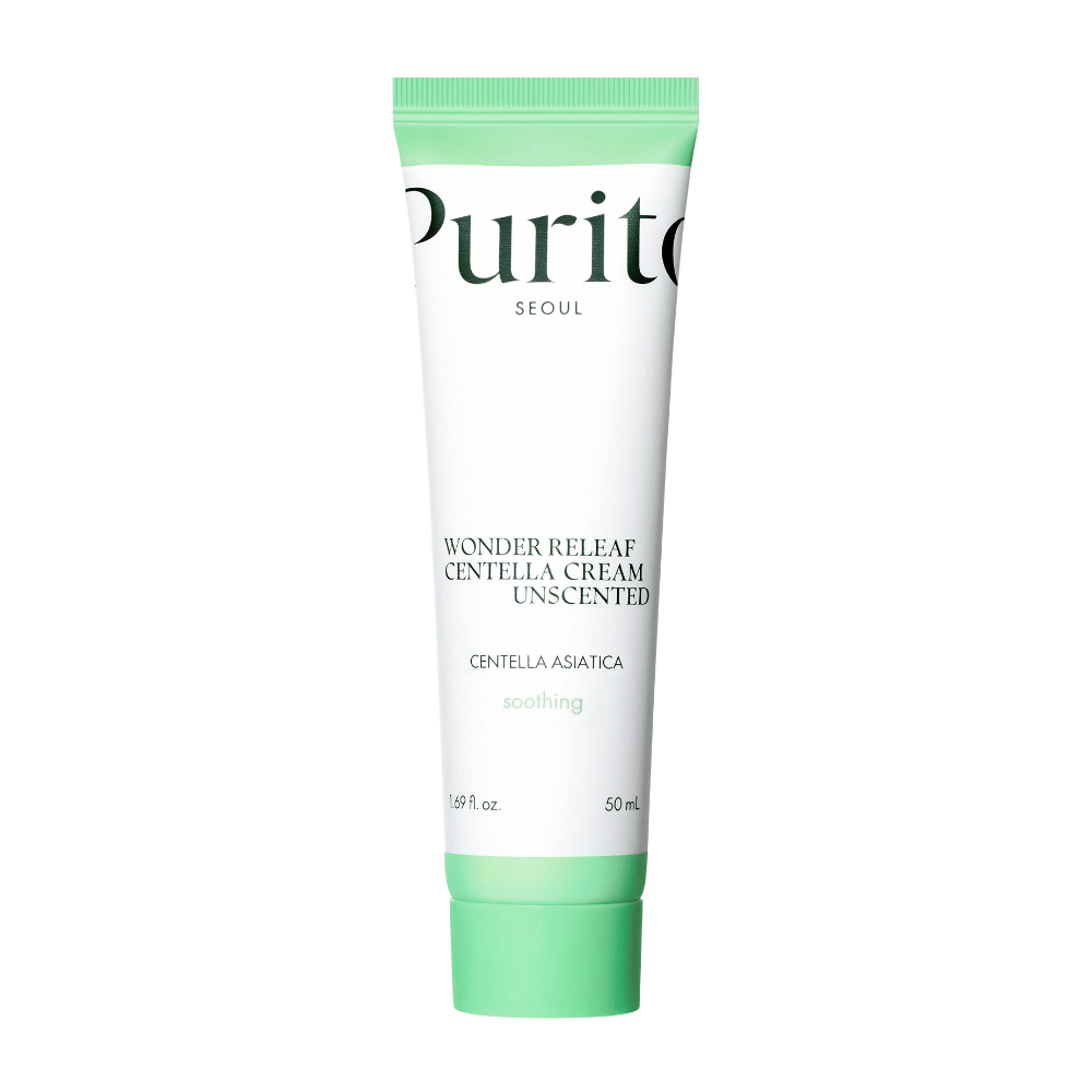 Purito Wonder Releaf Centella Cream Unscented είναι μια ενυδατική και καταπραϋντική κρέμα προσώπου με εκχύλισμα Centella Asiatica. Η άοσμη φόρμουλα ενισχύει το δερματικό φράγμα και ανακουφίζει τον ερεθισμό, καθιστώντας την ιδανική για ευαίσθητο δέρμα.