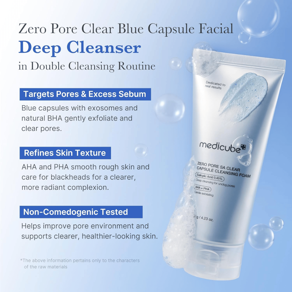 Medicube Zero Pore SA Clear Capsule Cleansing Foam – βαθύς καθαρισμός προσώπου που ισορροπεί το σμήγμα και βελτιώνει τη δομή του δέρματος.