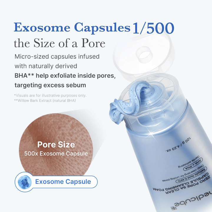 Medicube Zero Pore Capsule Cleansing Foam με κάψουλες εξωσωμάτων και BHA που διαλύουν το σμήγμα και καθαρίζουν τους πόρους χωρίς να φράζουν το δέρμα.