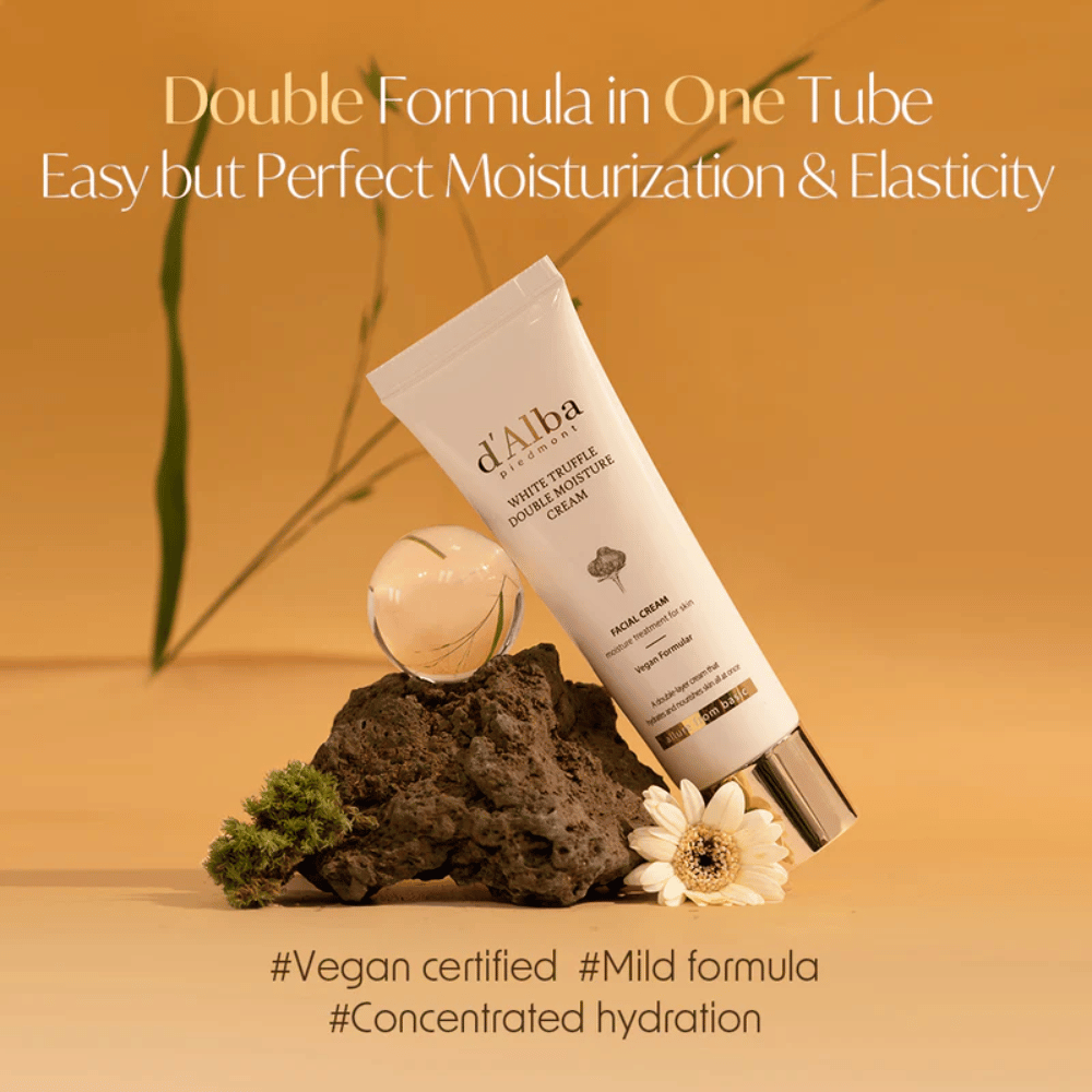 d'Alba White Truffle Double Moisture Cream είναι μια vegan πιστοποιημένη ενυδατική κρέμα με διπλή σύνθεση, σχεδιασμένη για να προσφέρει βέλτιστη ενυδάτωση και ελαστικότητα. Η ήπια σύνθεση είναι ιδανική για τη διατήρηση της φυσικής ισορροπίας του δέρματος και προσφέρει εντατική, συμπυκνωμένη υγρασία.
