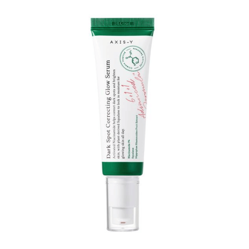 Ένας σωλήνας Dark Spot Correcting Glow Serum 50ml από AXIS - Y σε λευκό φόντο.