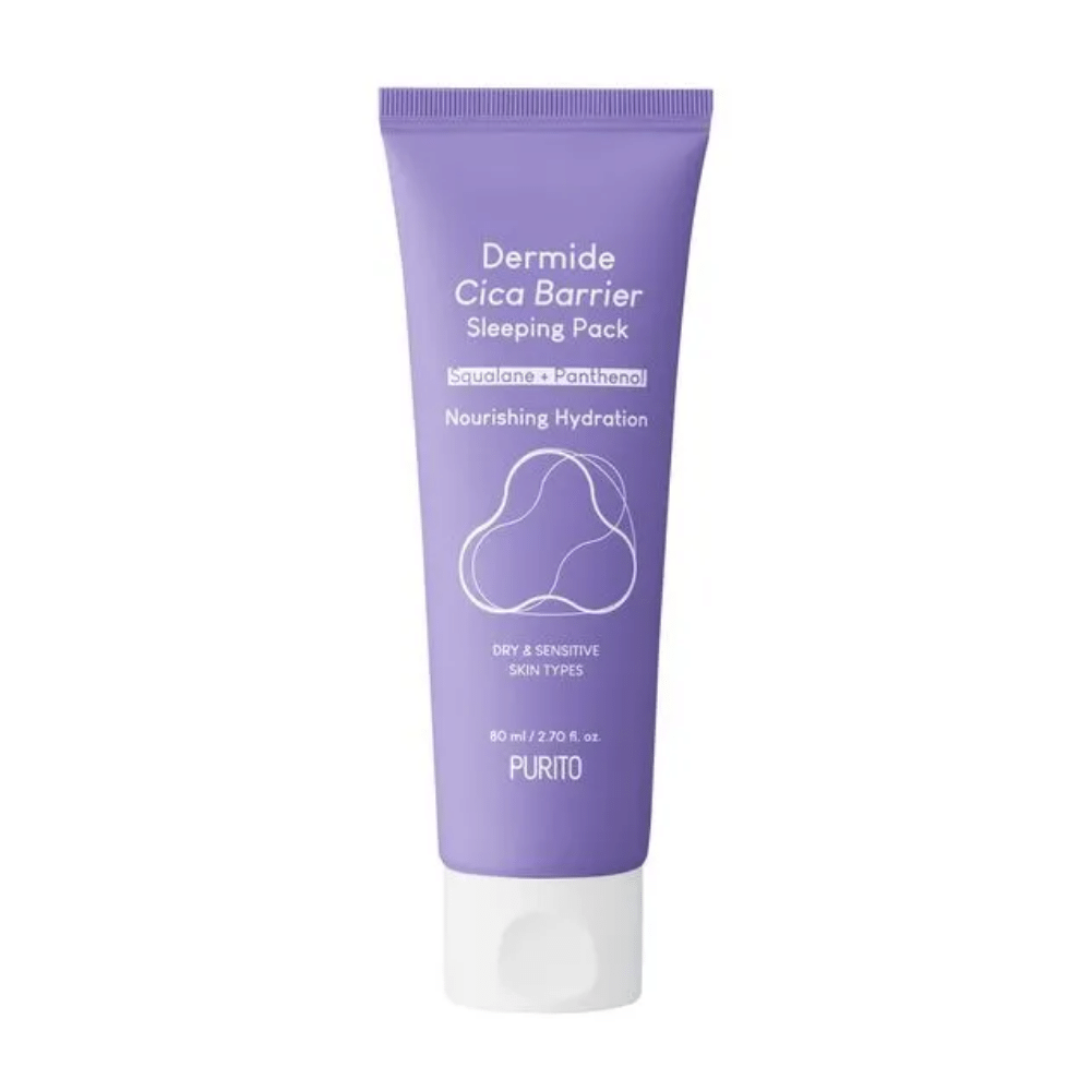 PURITO Dermide Cica Barrier Sleeping Pack 80ml για ενυδατωμένο ευαίσθητο δέρμα.