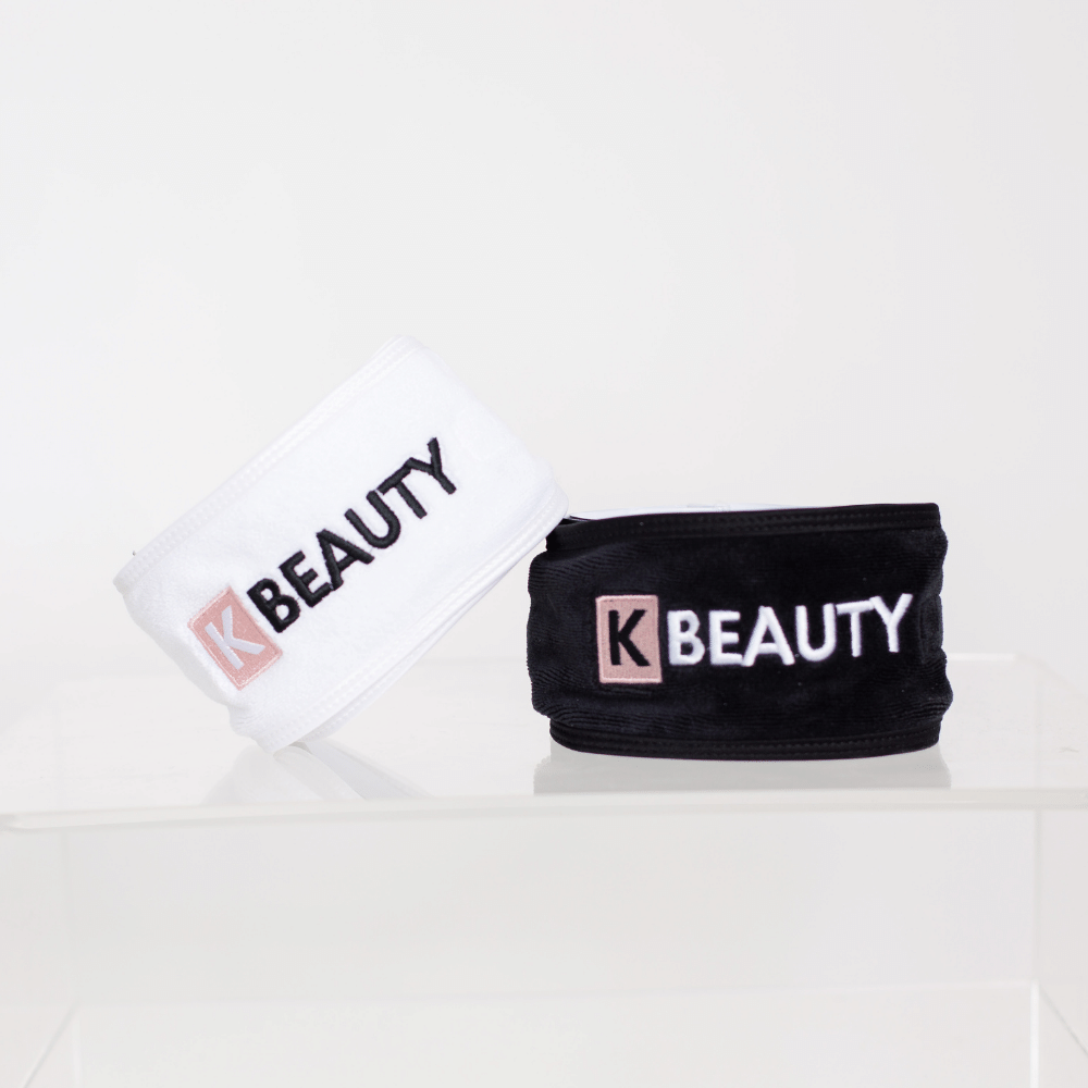 Δύο K-Beauty Κορδέλες Μακιγιάζ με τη λέξη "ομορφιά" πάνω.